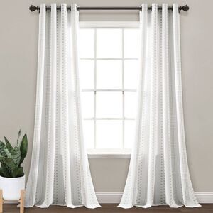 Open Box - Lush Decor - Set of 2 (84"x52") Hygge Striped Window Beige/White